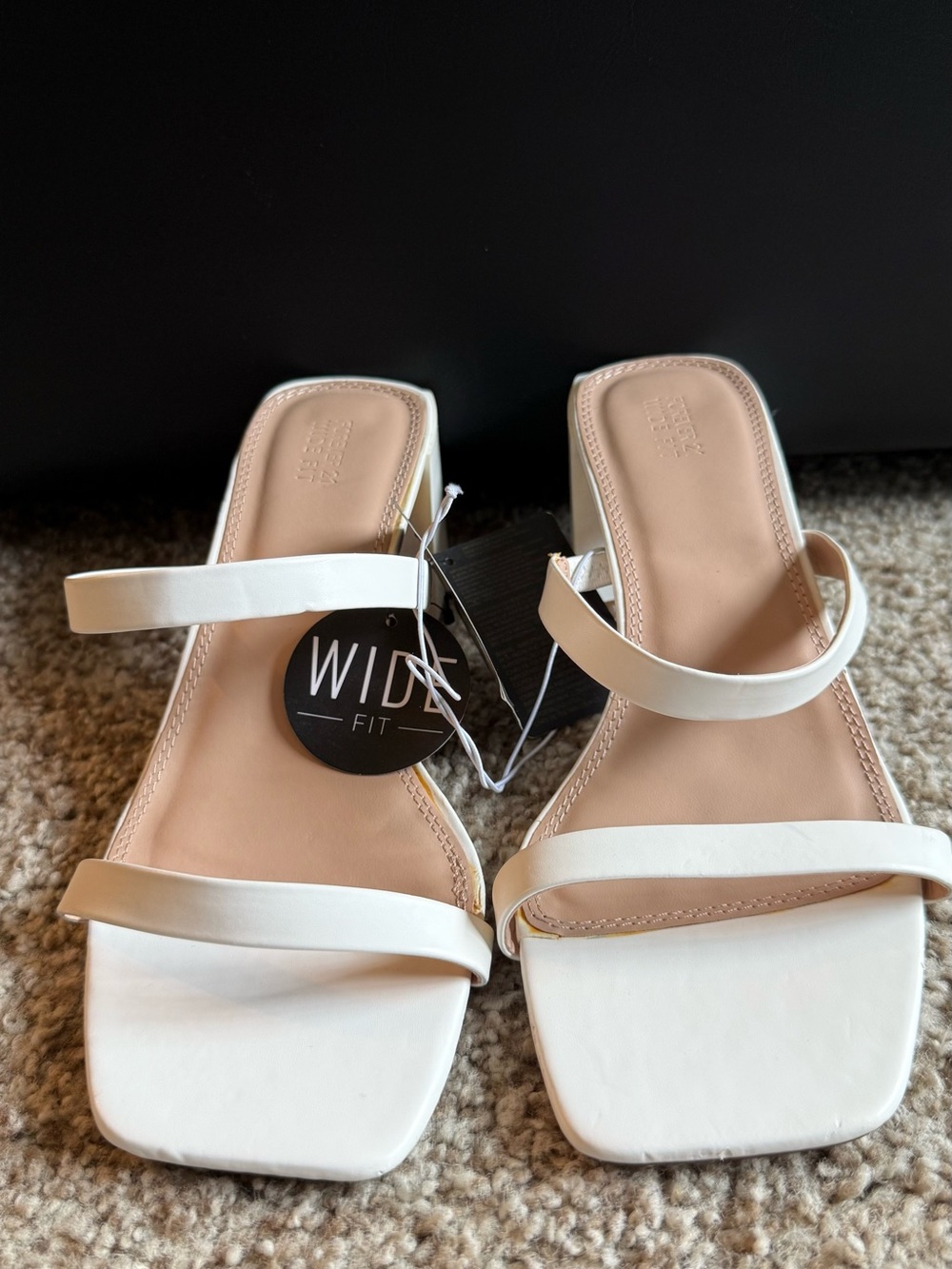 Forever 21 Women's White Double-Strap Wide Fit Slide Sandals